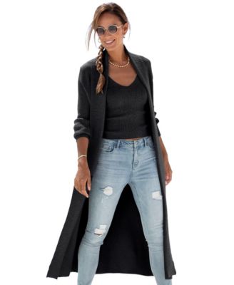Women's Long Length Knit Cardigan With Pockets