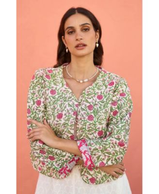 Women's Floral Reversible Cotton Quilted Jacket