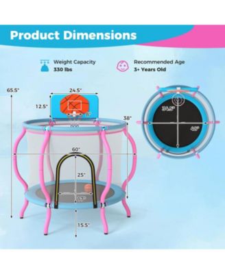 48'' Kids Trampoline Indoor & Outdoor Pumpkin Trampoline w/Basketball Hoop