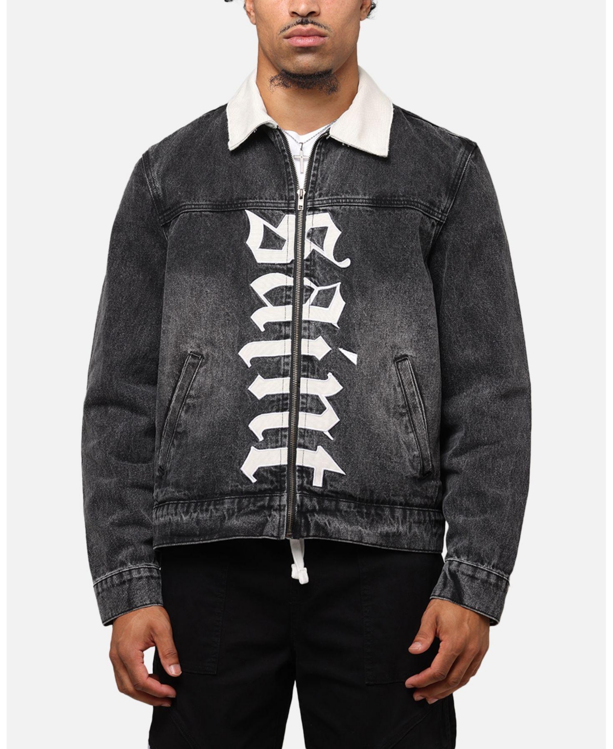 Saint Morta Men's Gothic Distressed Denim Jacket