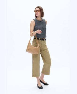 Women's Mid-Rise Wide-Leg Patch-Pocket Capri Jeans