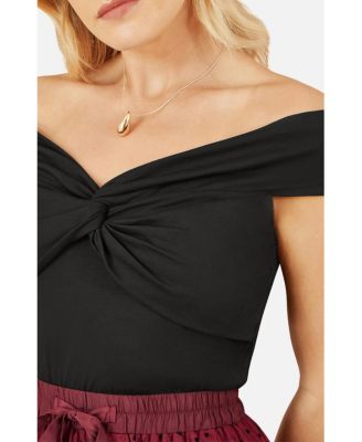 Women's Cotton Knot Detail Bardot Top