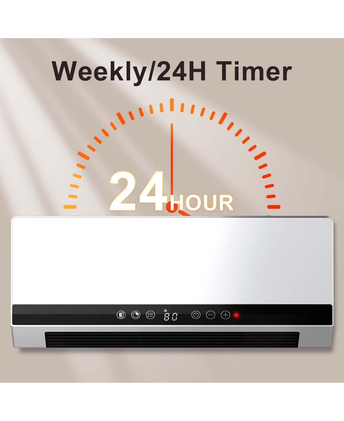 Cowsar 1500W Wall Heater | Dual Heating Settings,Window Indicator, Weekly/24-Hour Timer, Led Touch Screen & Remote Control, IP22 Waterproof