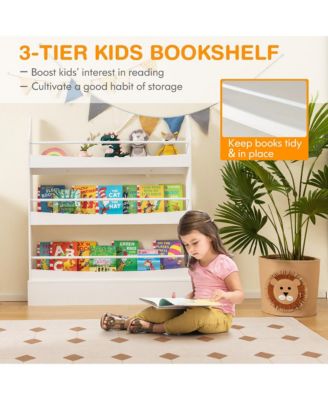 3-Tier Kids Bookshelf Anti-toppling Kits Toy Storage Bookcase Rack Wall