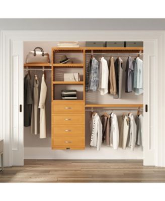 Solid Wood Reach-In Closet Organizer with 4 Drawers