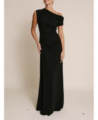 Women's Slash Neck Draped Bridesmaid Dress