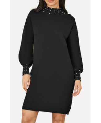 Women's Bead Detail Knitted Sweater Dress