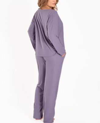 Plus Size Baby Waffle Stretch Knit Long-Sleeve Pajama Set