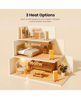 Portable Electric Radiato Portable Electric Radiator Heater,Space Oil Filled Heaters with 3 Heat Settings, Overheat & Tip-Over Protection,1500W