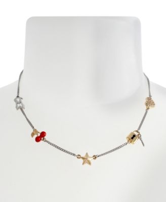 Faux Stone Signature Cherry Charm Bib Necklace