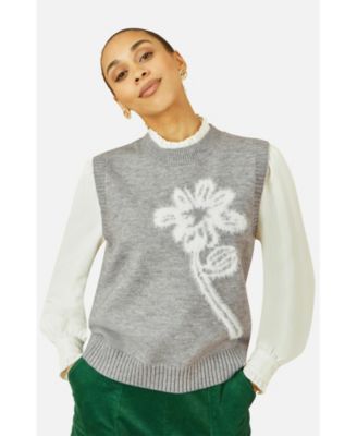 Women's Knitted Flower Sleeveless Sweater Vest