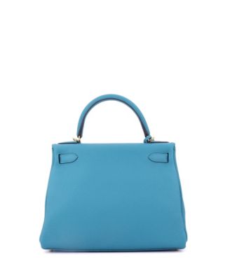 Kelly 28 Handbag Blue Togo with Gold Hardware