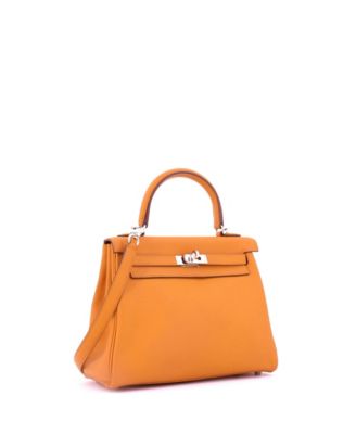 Kelly 25 Handbag Orange Swift with Palladium Hardware