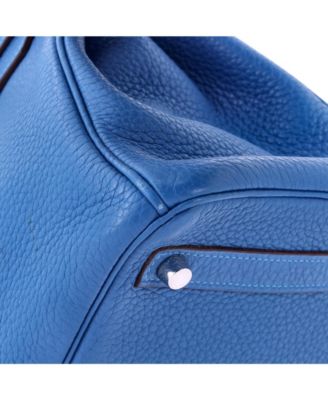 Birkin 30 Handbag Blue Clemence with Palladium Hardware