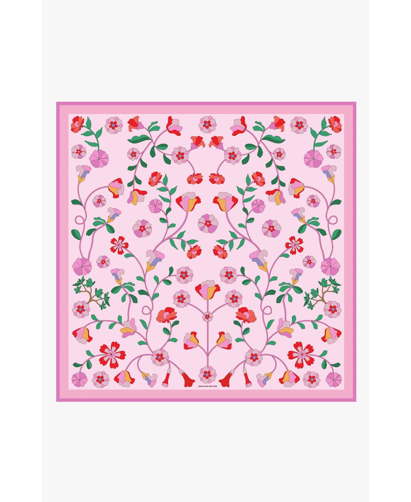 Женский шарф Jessie Zhao New York Blush Botanica Double Sided Silk, цвет: Розовый — фото 1