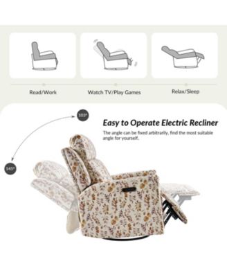 Alfons Swivel And Rocker Power Recliner With Headrest