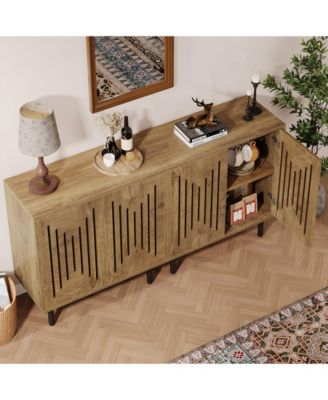 Kitchen Cabinet with Storage, 59" Buffet Sideboard Cabinet with Adjustable Shelves