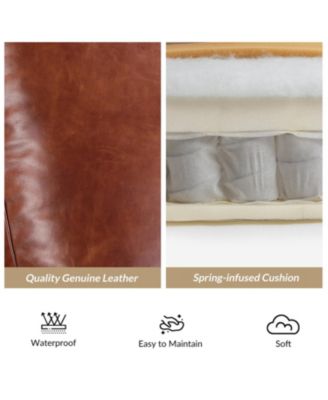 Bellino Mid Century Modern Genuine Leather Recliner with Nailhead Trim