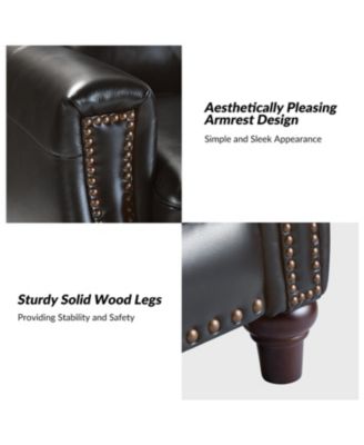 Bellino Mid Century Modern Genuine Leather Recliner with Nailhead Trim