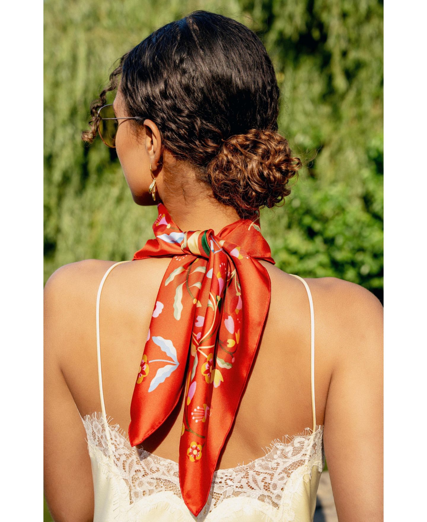 Женский шарф Jessie Zhao New York Festival Flora Double Sided Silk, цвет: Красный — фото 2