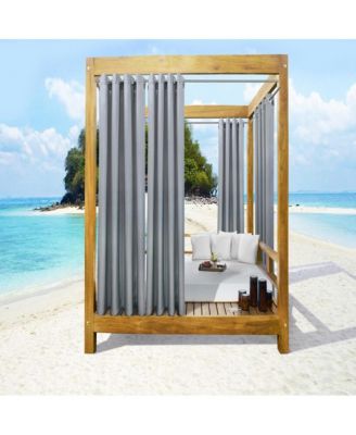 Commonwealth Seascapes Light Filtering Provide Privacy and Shade Grommet Outdoor Panel Pair Each 50" x 96" Alloy.