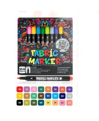 24 Colors Single Head Fabric Paint Pens, Permanent No-Bleed Markers for Artists and Kids, Ideal for Coloring and DIY Projects