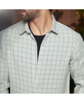 Men's Ivory White Graph Check Shirt