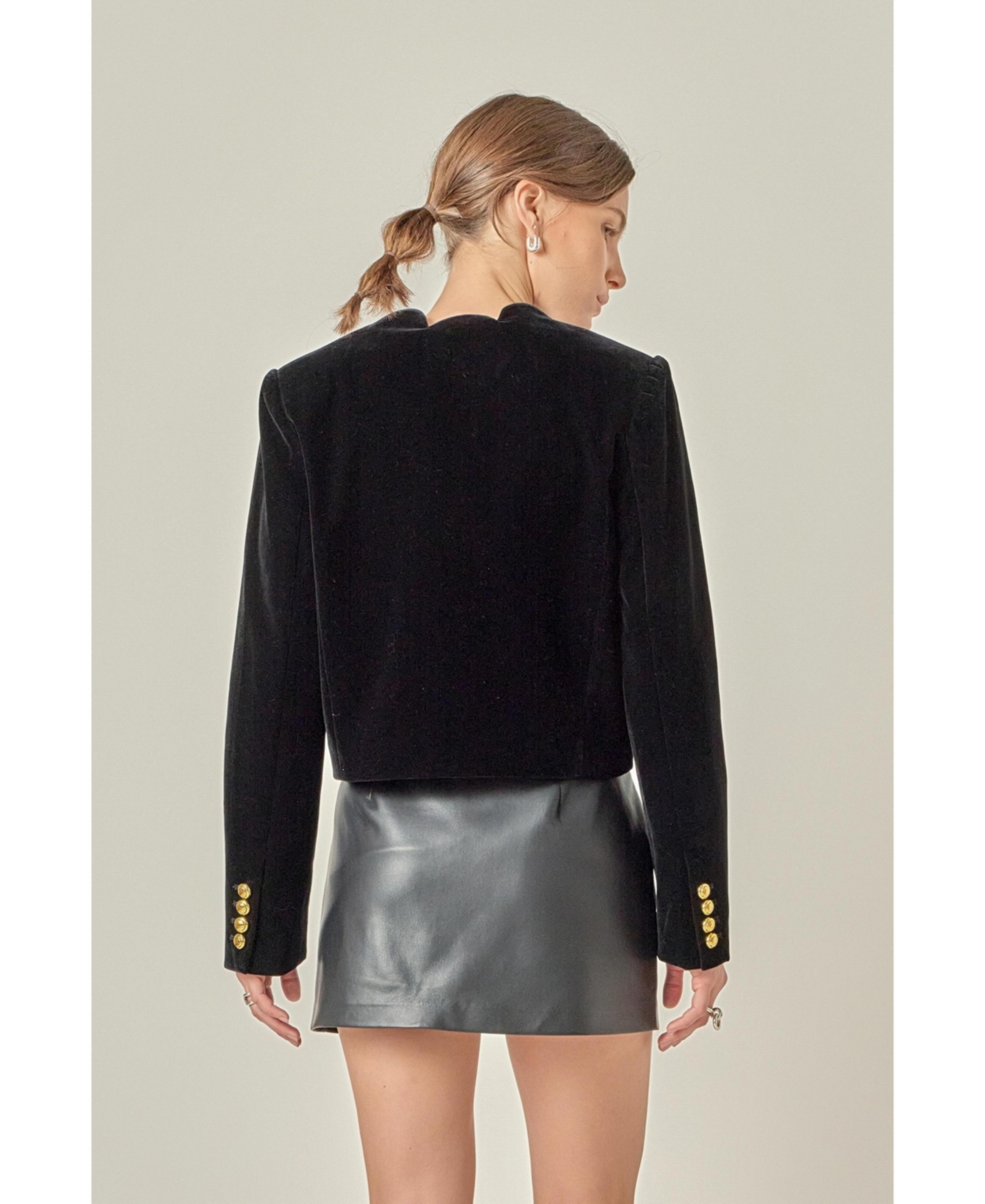 English Factory Women's Velvet Scallop Jacket