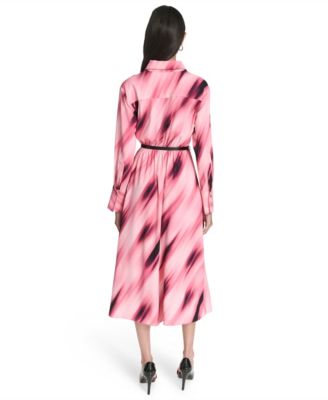 Women's Printed Collared Long-Sleeve Dress