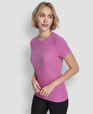 Women's Triple Rhinestone Foil Logo Crewneck Baby T-Shirt