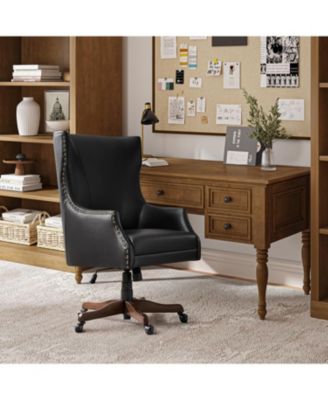 Desmond Transitional Office Chair with Wood Legs