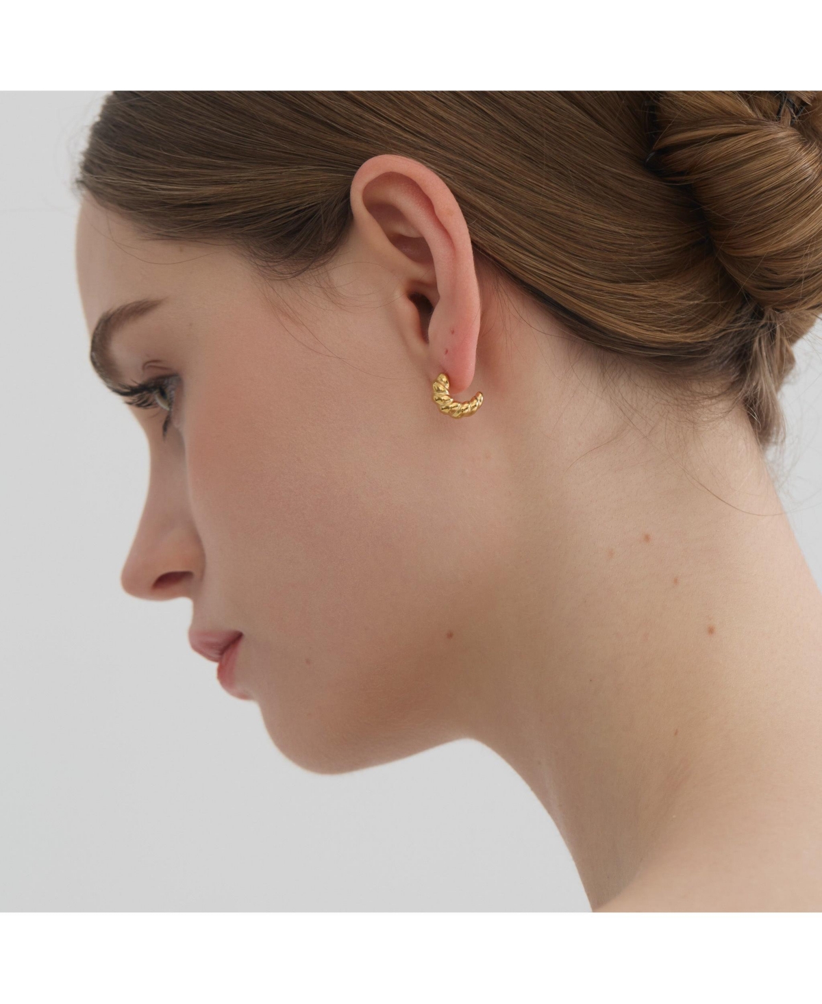 Joey Baby Gold Croissant Twisted Hoop Motif Earrings