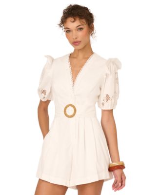 Women's Laser-Cut V-Neck Romper