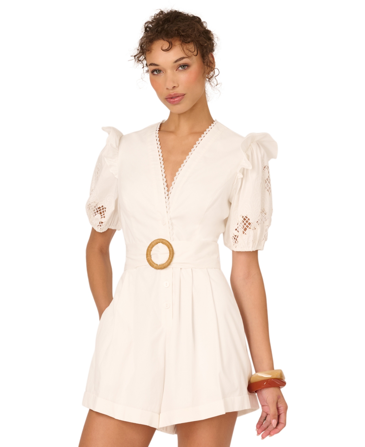 Adrianna Women's Laser-Cut V-Neck Romper