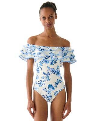 kate spade new york - Women's Ruffle Printed One-Piece Swimsuit