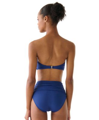 Women's Bandeau Top and Ruched High-Waist Bikini Bottoms 