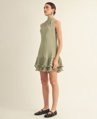 Women's Celestine Halter Neck Ruffle Bottom Mini Dress