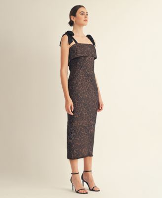 Women's Annelise Square Neck Tie Strap Midi Dress