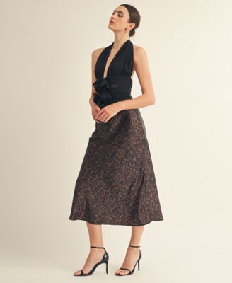 Women's Kessara Halter Wrap Bow Detail Midi Dress