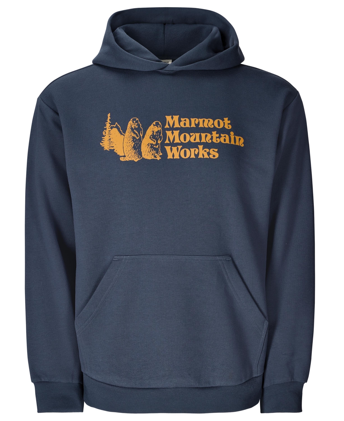 Marmot Men's Mmw Logo Fleece Pullover Hoodie Sweatshirt In Blue