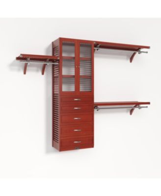 Solid Wood 5 Drawers and Glass Doors Walk-In Closet Organizer