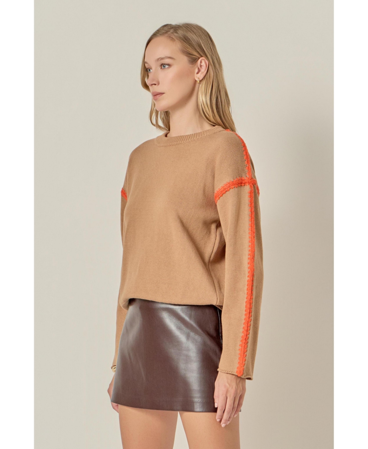 English Factory Women's Stitch Detailed Crew Neck Knit