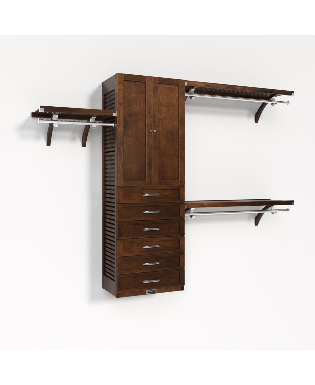 Solid Wood Walk-In Closet Organizer with 6 Shaker Style Drawers and Doors