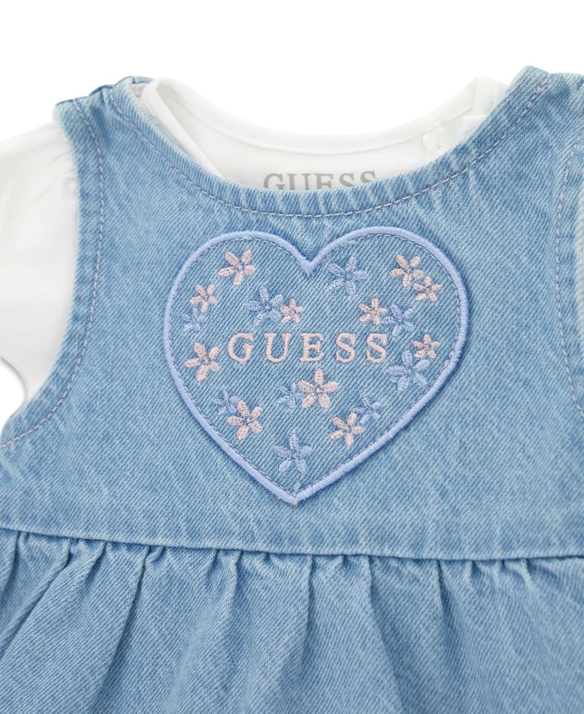 Guess Baby Girls Short-Sleeve Bodysuit and Denim Romper, 2-Piece Set