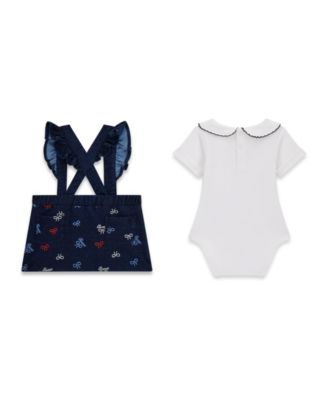Baby Girls' Short-Sleeve Bodysuit and Knit Denim Skirtall, 2-Piece Set