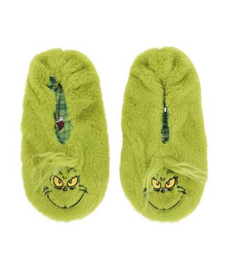 Women's Adult Reversible Grinch Slipper Socks-L/XL
