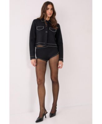 Women's Knitted Western Stud Detail Cardigan