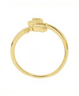 Cubic Zirconia Gold Plated Flower Bypass Ring