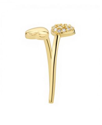 Cubic Zirconia Gold Plated Double Heart Ring