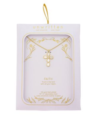 Mother of Pearl Gold Plated Cross Pendant Necklace